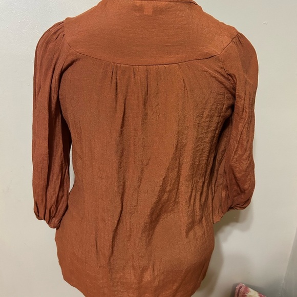 Nanette Lepore Gingerbread Blouse Brown Orange Sz Small Peasant Cottagecore - Picture 8 of 8